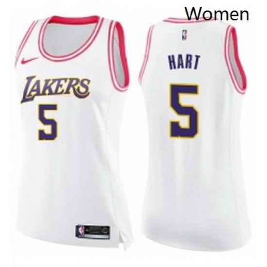 Womens Nike Los Angeles Lakers 5 Josh Hart Swingman WhitePink Fashion NBA Jersey